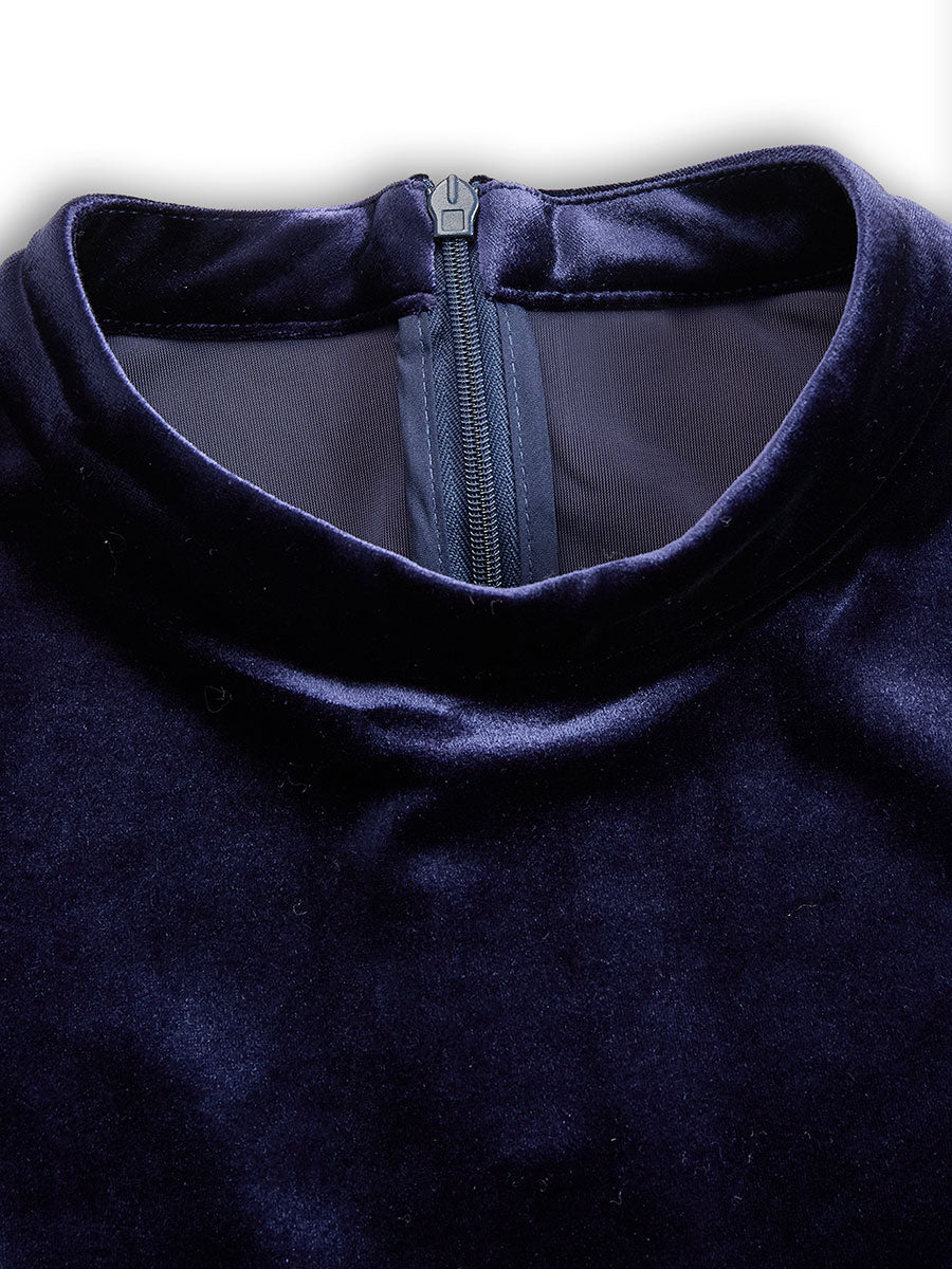 Grace | Navy Long-Sleeve Midi Dress