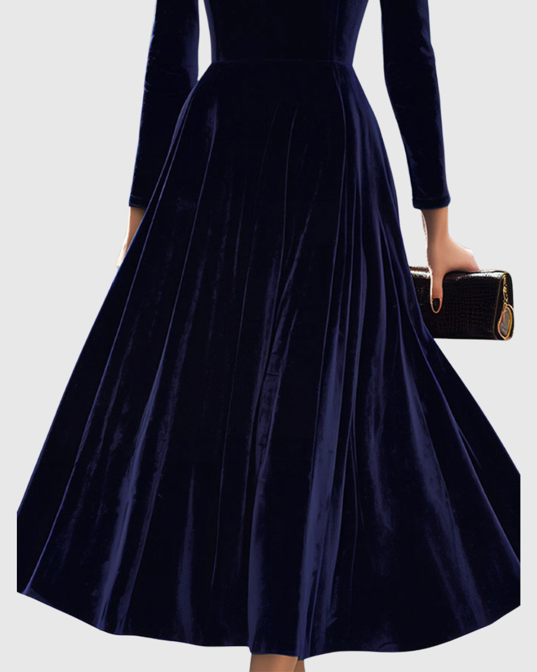 Grace | Navy Long-Sleeve Midi Dress