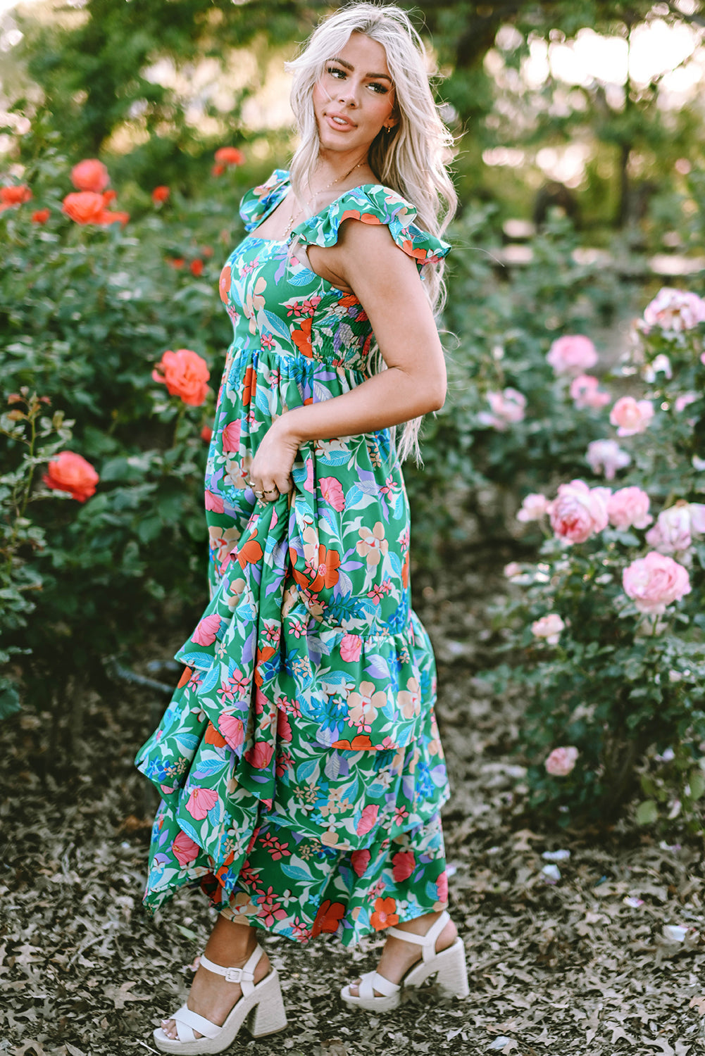 Floral Print Sleeveless Maxi Dresses