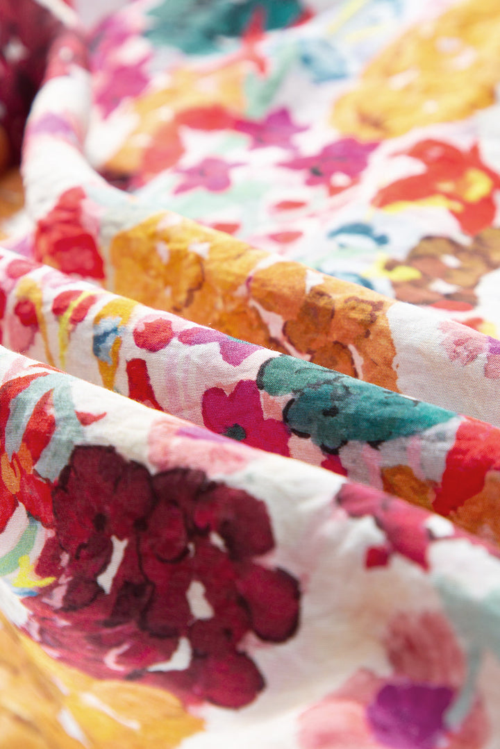 Floral Print Split Neck Flutter Dresses