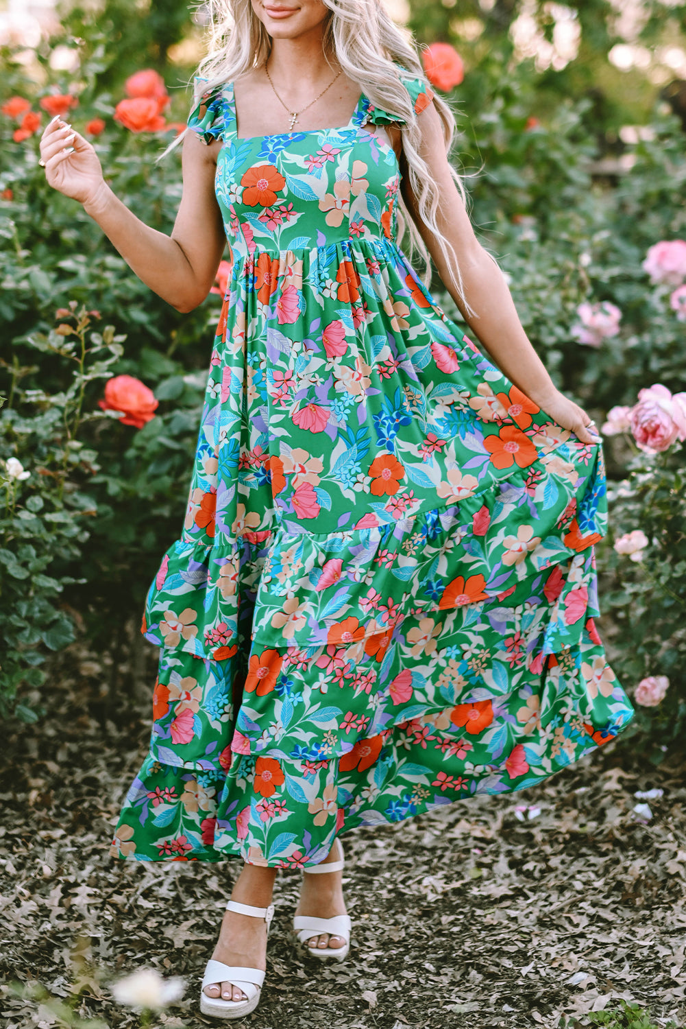 Floral Print Sleeveless Maxi Dresses