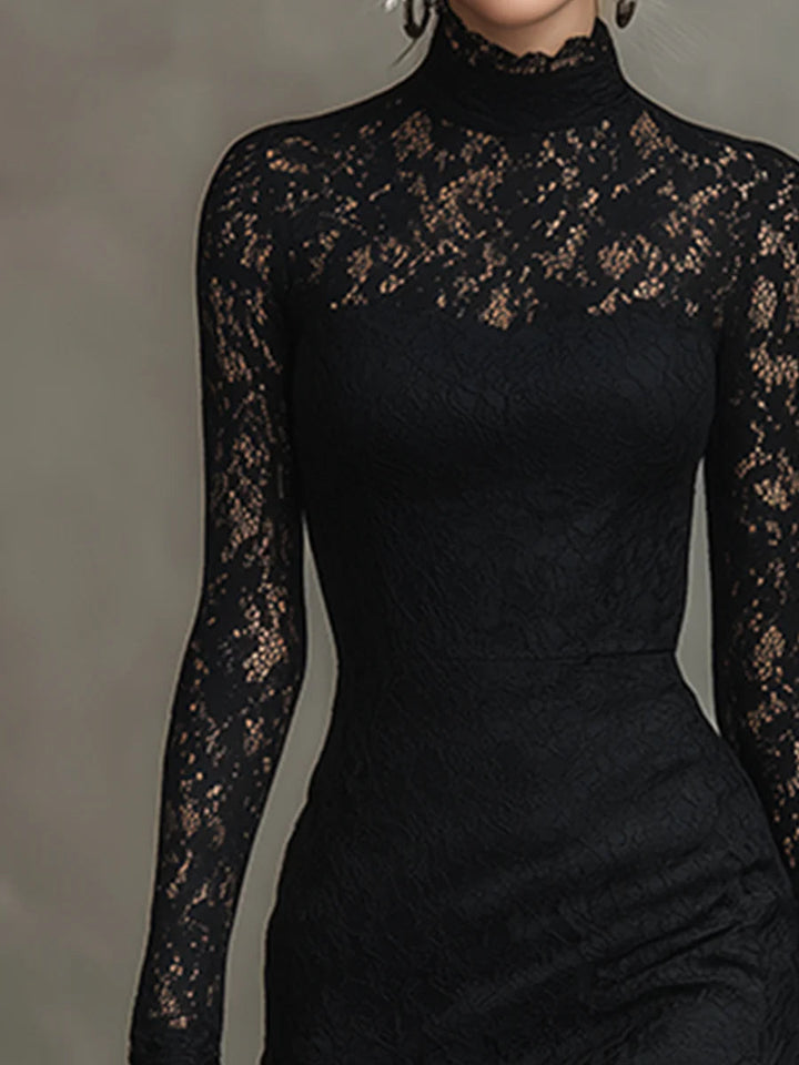 Claraine – Elegant Lace Midi Dress