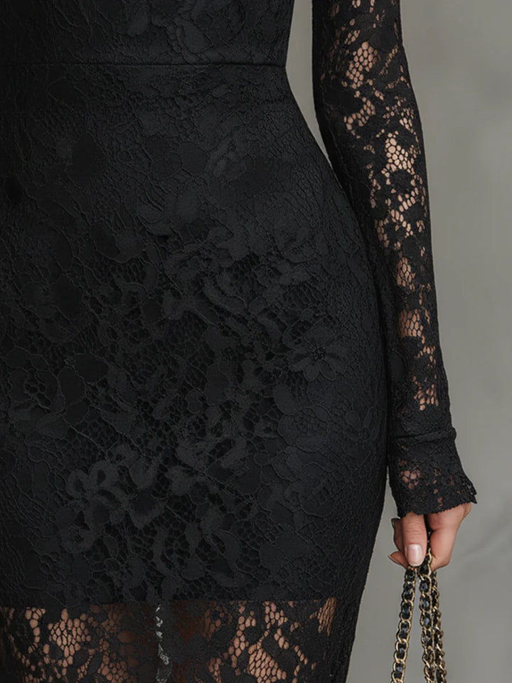 Claraine – Elegant Lace Midi Dress