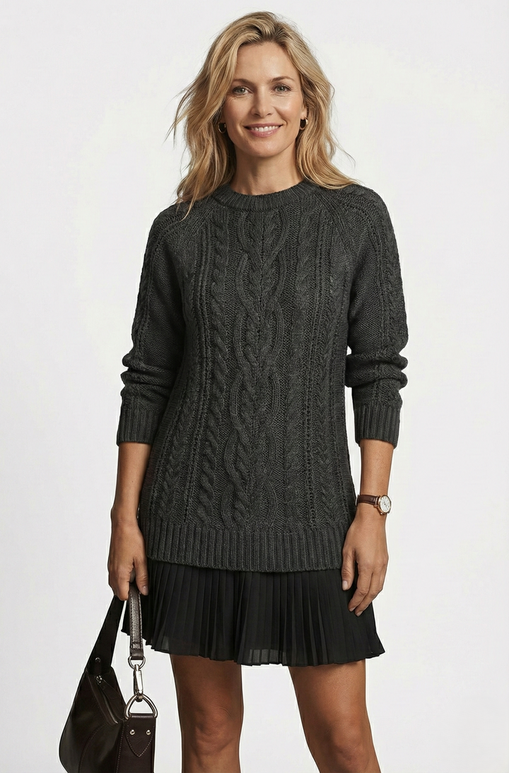 Isabelle – Cable Knit Sweater Dress