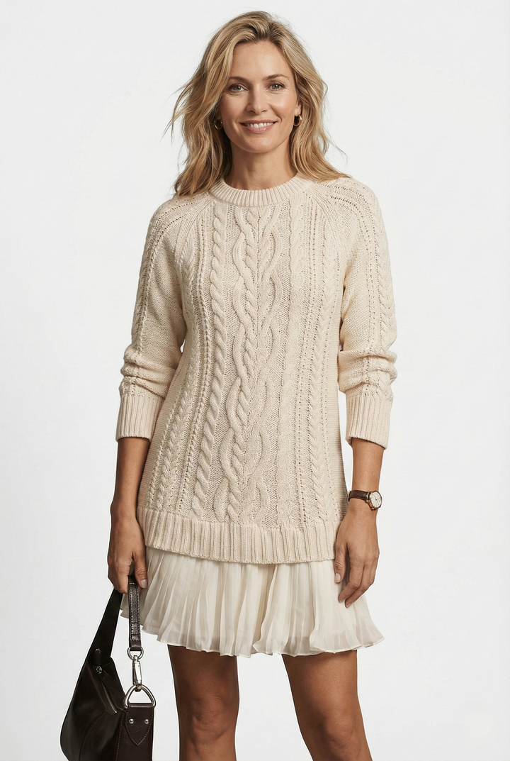 Isabelle – Cable Knit Sweater Dress