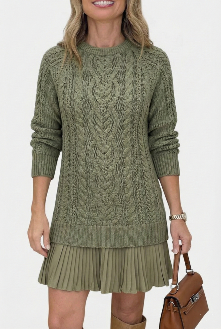 Isabelle – Cable Knit Sweater Dress