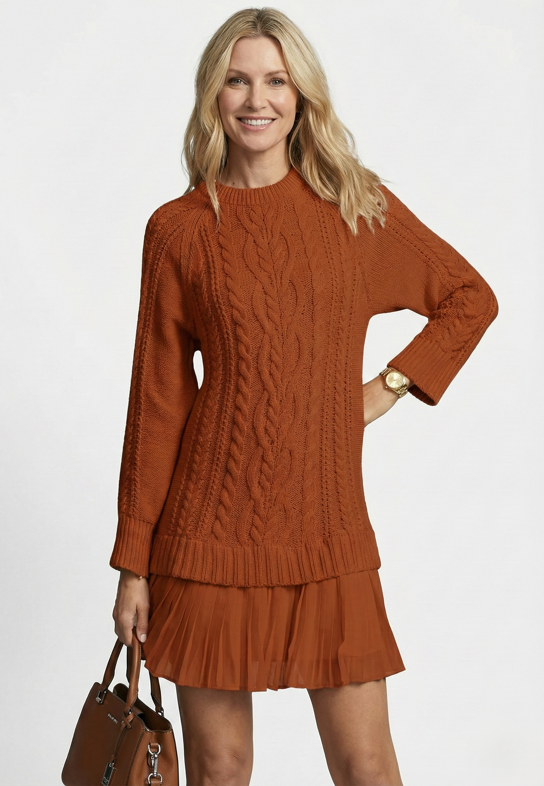 Isabelle – Cable Knit Sweater Dress