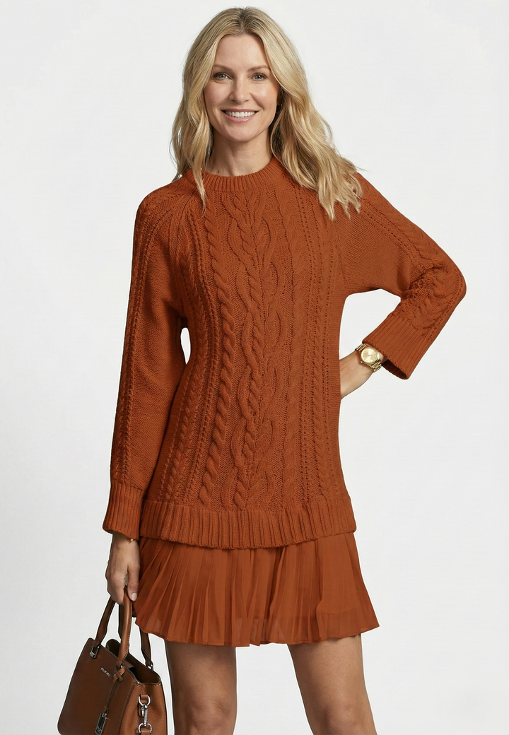 Isabelle – Cable Knit Sweater Dress