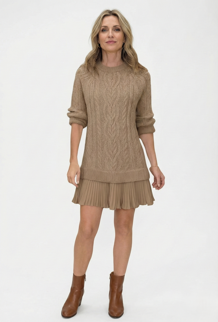 Isabelle – Cable Knit Sweater Dress